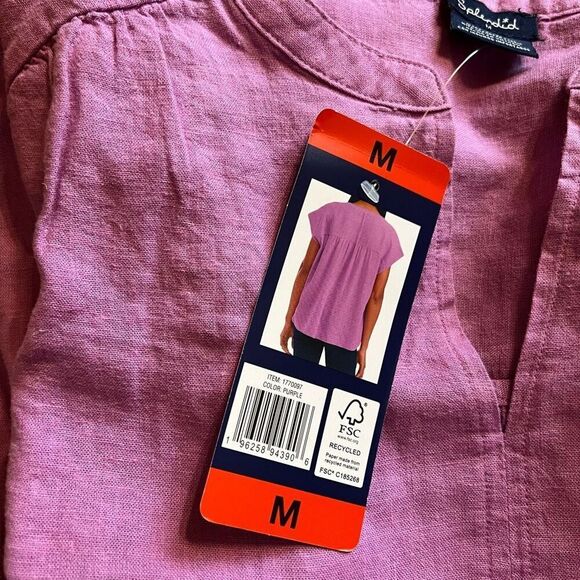 Splendid Linen Blouse Medium Ladies’ Top Shirt Purple NWT V-Neck Loose Fit Soft - Picture 8 of 11